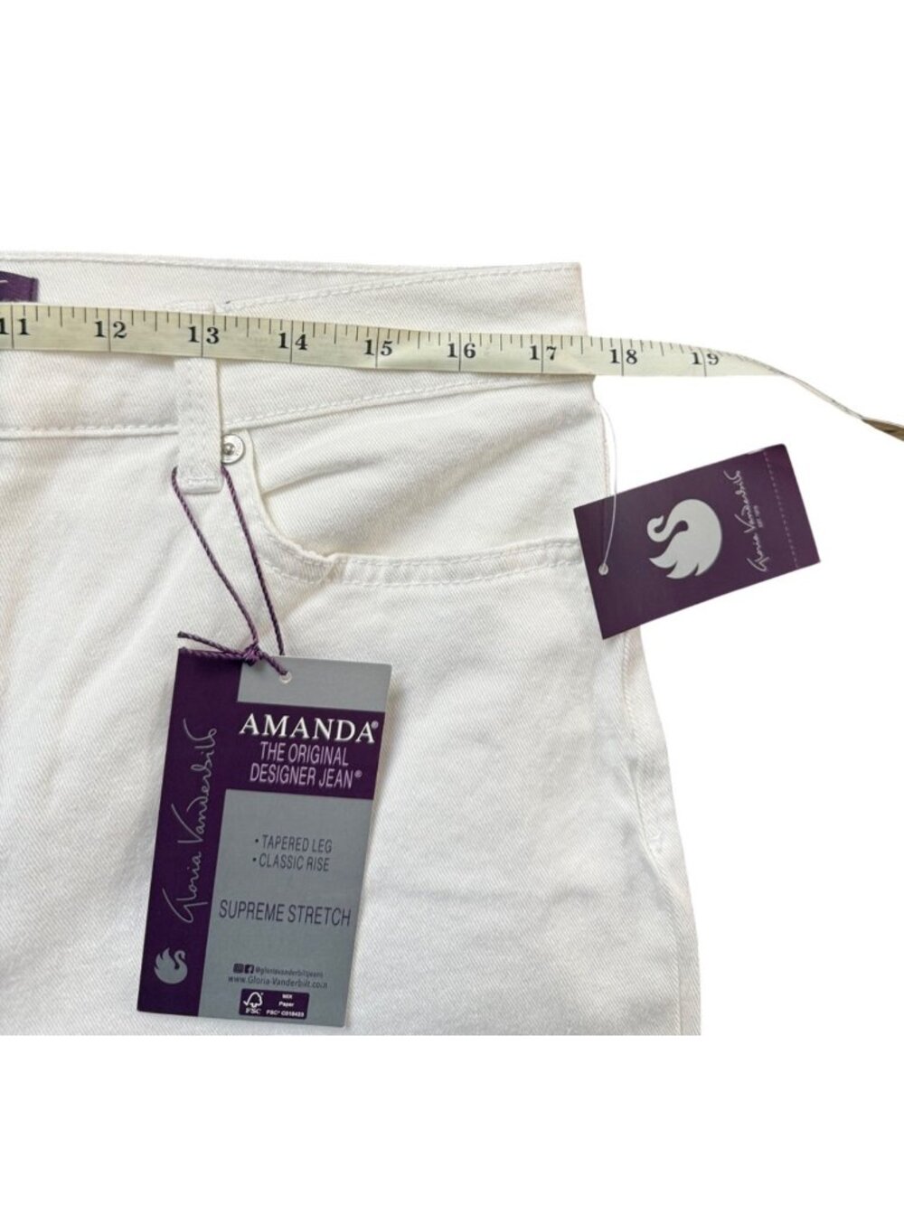 Womens White Jean Tapered Classic Rise White Supreme Stretch Jeans 14 Amanda Jea - Picture 6 of 14